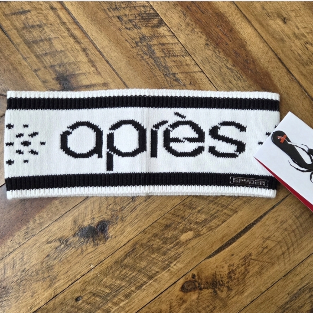 Spyder Women Apres Winter Knit Headband In Black And White